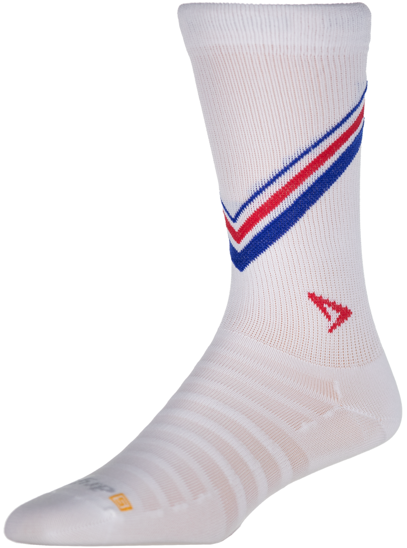 Hyper Thin® Running Crew - White w/Red & Royal Stripes - DISCONTINUED