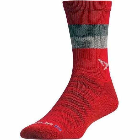 Running Lite-Mesh Sock Crew - Red w/Anthracite & Gray Stripes - Previous Models - DISCONTINUED